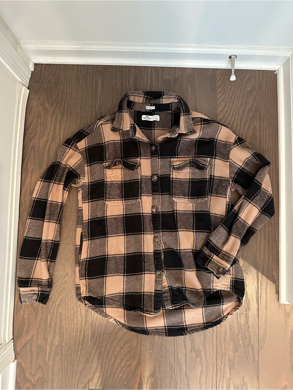 Hollister Kids Tan & Black Plaid Button-Down Shirt